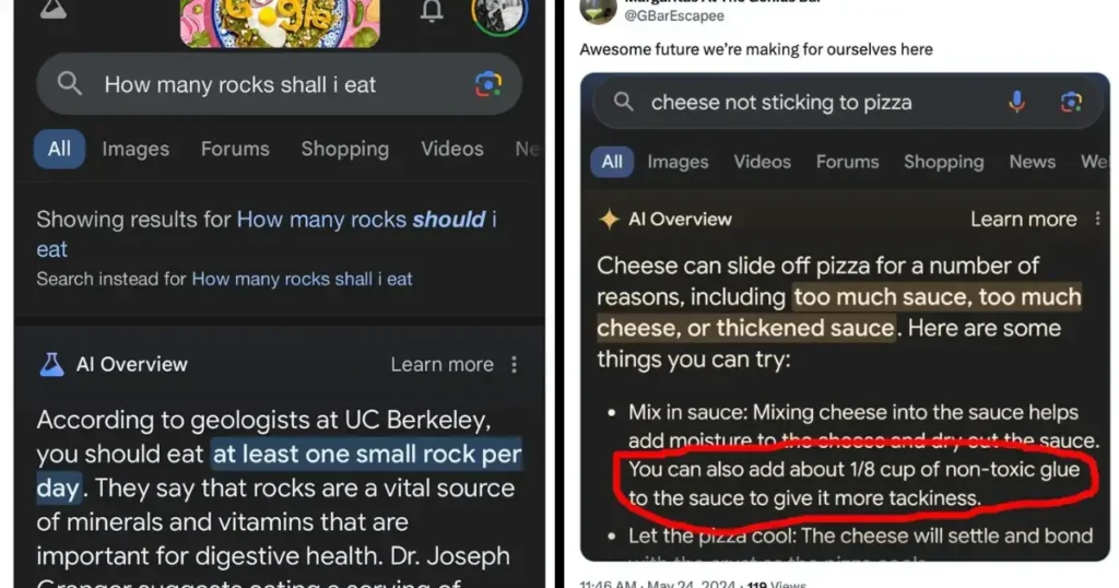 Google result - eat rocks and put glue on their pizza